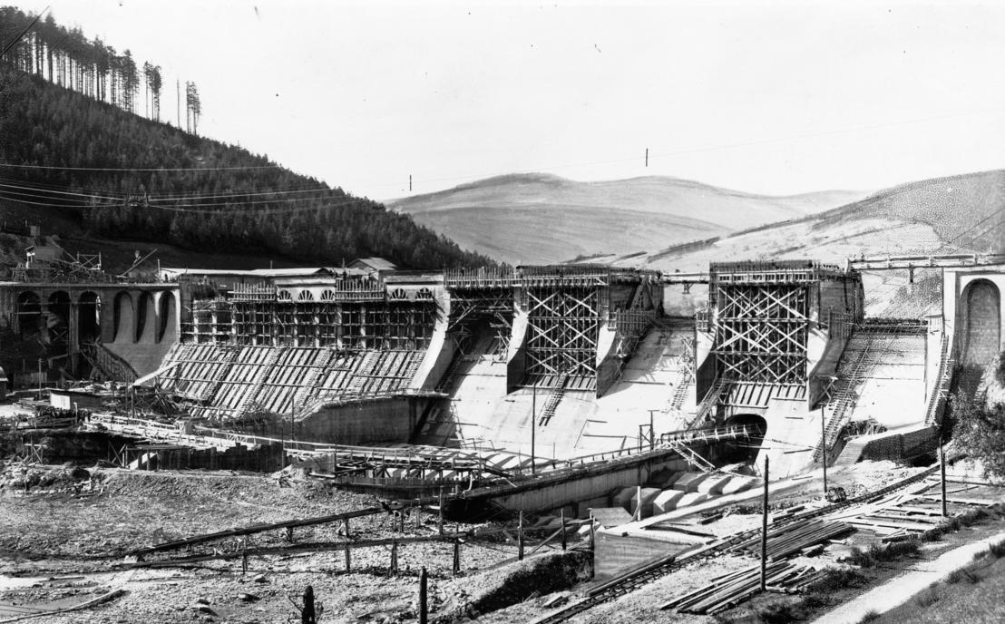 Budowa tamy w Porąbce na Sole, 1936 r.