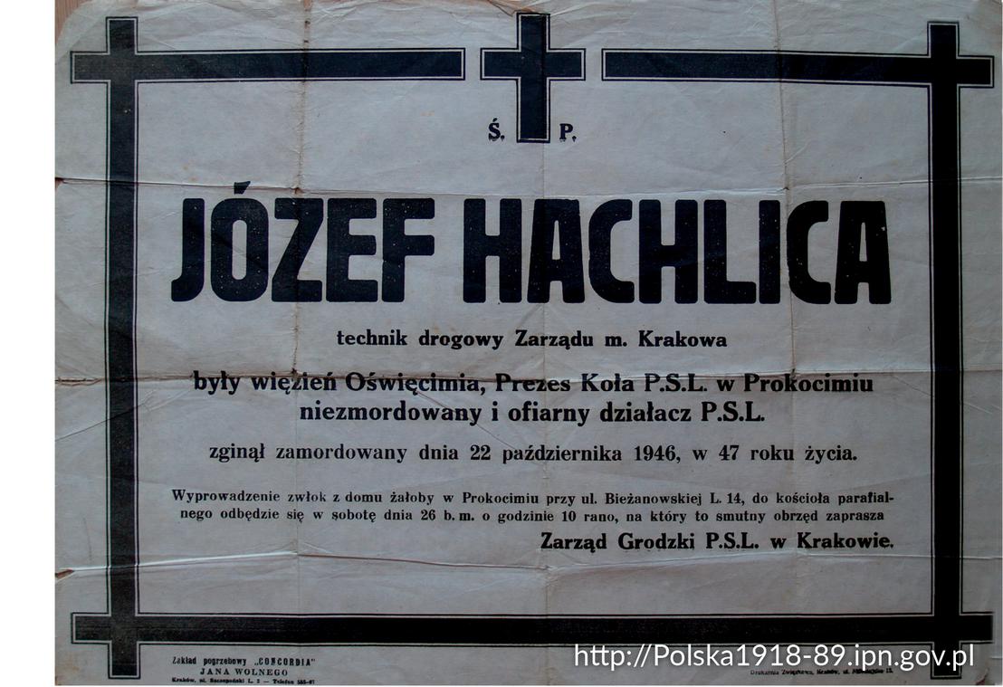 Nekrolog Józefa Hachlicy